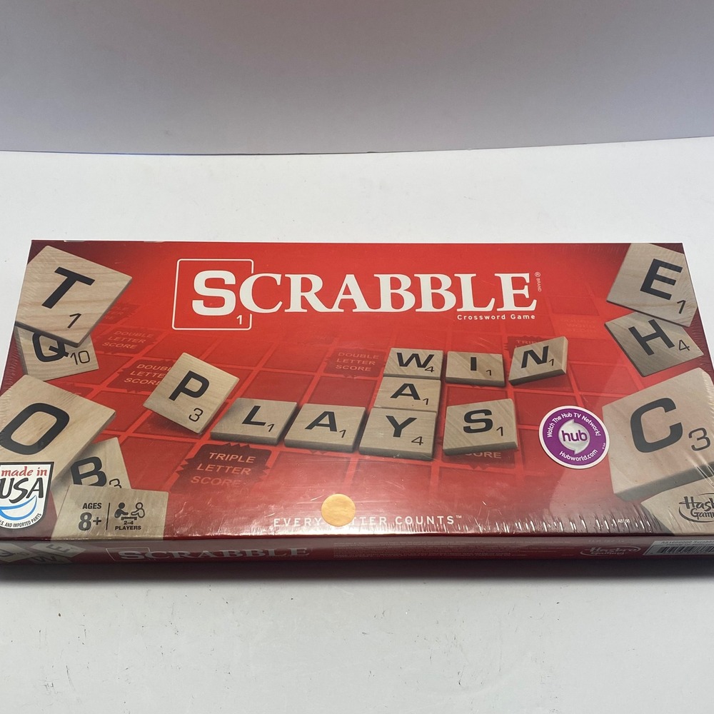 Hasbro Scrabble Board Game Red New Wooden Tiles Sealed 2013